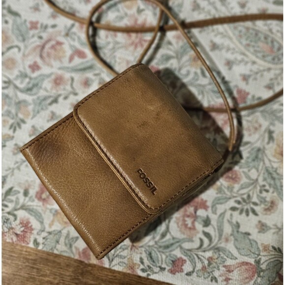 Fossil Brown Leather Crossbody Wallet Clutch Soft Glove Tanned Leather Vintage - Picture 15 of 16